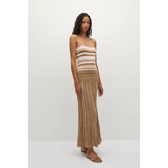 FAITHFULL THE BRAND Esenia Knit Dress in Puce Sepia Stripe Small New Womens Maxi - Picture 14 of 16